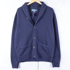 画像1: POLO Ralph Lauren ショールカラー スウェットカーディガン NAVY M (1)