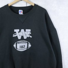 画像1: 90's〜 RUSSELL ATHLETIC USA製 前V プリントスウェット BLACK XXL (1)