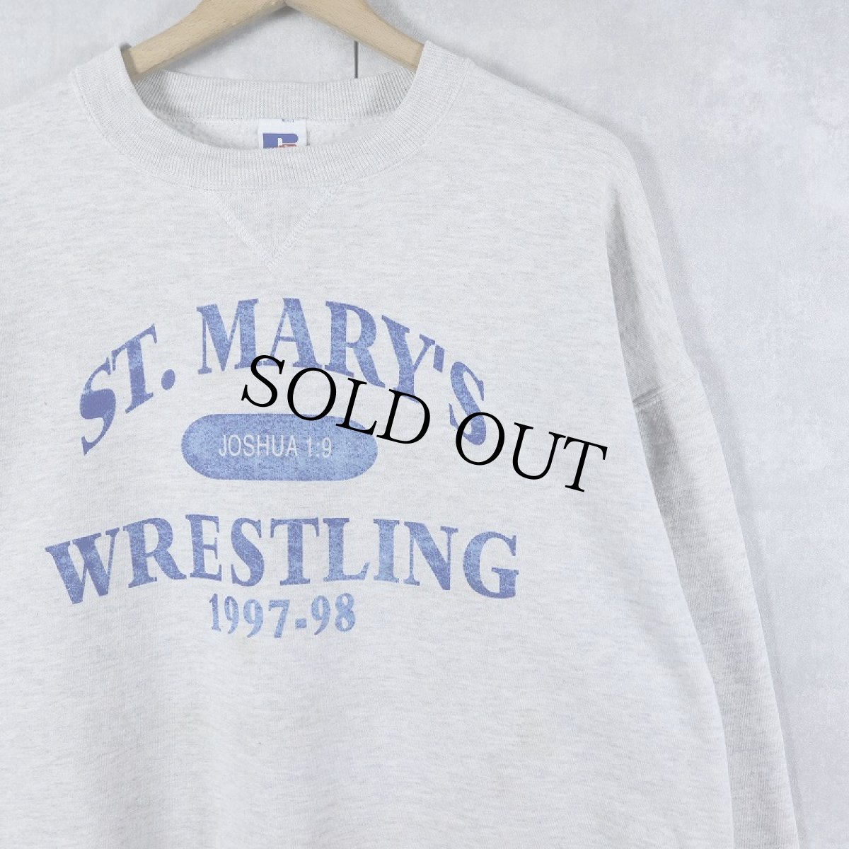 画像1: 90's〜 RUSSELL ATHLETIC USA製 "ST. MARY'S WRESTLING" 前V プリントスウェット XL (1)