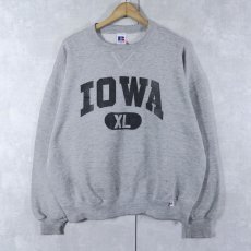 画像1: 90's〜 RUSSELL ATHLETIC USA製 "IOWA" 前V プリントスウェット XL (1)