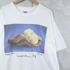画像1: 2000's Will Bullas "Puppy glove... Cooperstown, NY" アートプリントTシャツ XL (1)