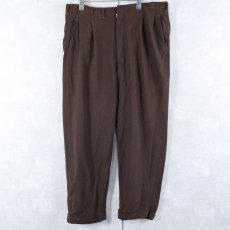 画像1: 60's〜 HIGGINS SLACKS カスリ柄 2タック ウールスラックス BROWN W39 (1)