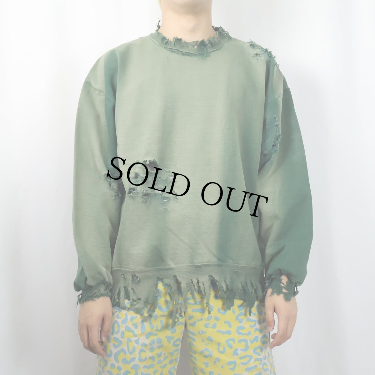 画像3: 90's Maggie's Organic Cotton USA製 フェード×ボロ加工 スウェット L (3)