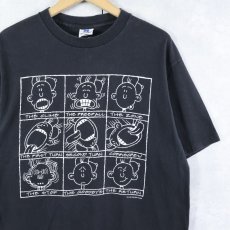 画像1: 90's SIX FLAGS USA製 イラストプリントTシャツ BLACK L (1)
