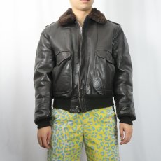 画像2: "G-1 TYPE" レザーフライトジャケット BROWN SIZE42 (2)