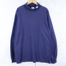 画像1: 90's New York Yankees USA製 ロゴ刺繍 モックネック ロンT NAVY 2XL (1)