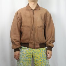 画像2: 80's BANANA REPUBLIC "A-2 TYPE" ラムレザージャケット SIZE38 (2)
