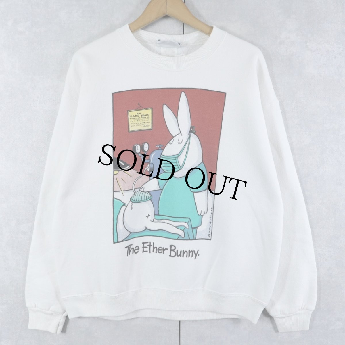 画像1: 90's Lee USA製 "The Ether Bunny" シュールイラスト プリントスウェット L (1)