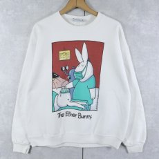 画像1: 90's Lee USA製 "The Ether Bunny" シュールイラスト プリントスウェット L (1)