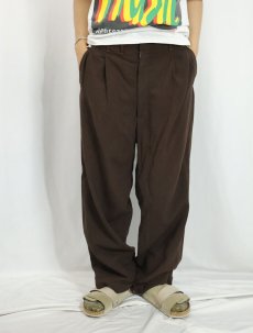 画像2: 60's〜 HIGGINS SLACKS カスリ柄 2タック ウールスラックス BROWN W39 (2)
