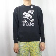 画像2: 〜80's "UNIV. OF MIAMI" フロッキープリントスウェット BLACK (2)