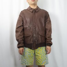 画像2: 80's AVIREX  USA製 "A-2 TYPE" レザーフライトジャケット SIZE42 (2)