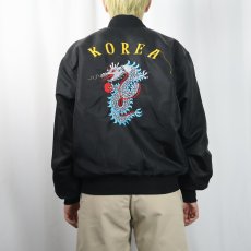 画像4: "KOREA" 龍刺繍 スーベニアジャケット BLACK (4)