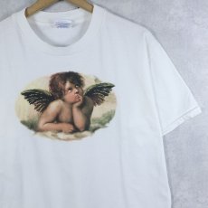 画像1: 90's Raffaello USA製 "二人の天使" アートプリントTシャツ M (1)