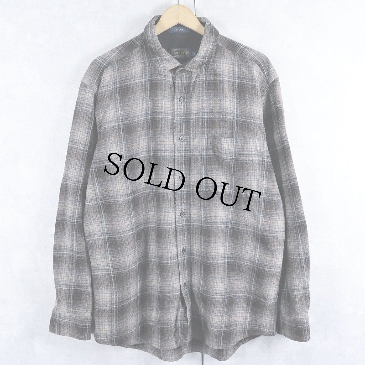 画像1: PENDLETON "LODGE" オンブレーチェック柄 ウールシャツ L (1)