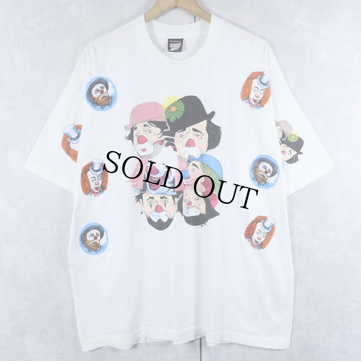 画像1: 90's M. HARRIS USA製 ピエロプリントTシャツ XXL (1)