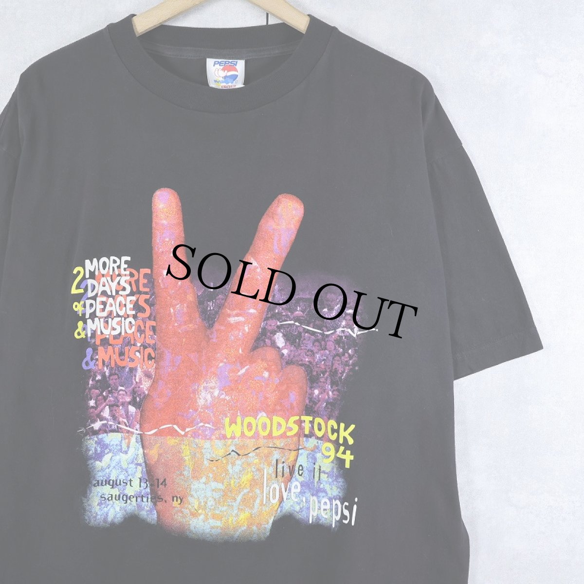 画像1: 90's WOODSTOCK 94 ロックフェスティバルプリントTシャツ BLACK L (1)