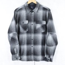 画像1: ROARK REVIVAL×PENDLETON "CLASSIC FIT" オンブレーチェック柄 エルボーパッチ付き ウールシャツ M (1)