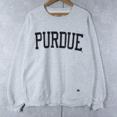 画像1: 90's RUSSELL ATHLETIC USA製 PRO COTTON "PURDUE" 前V プリントスウェット XL (1)