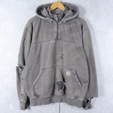 画像1: Carhartt "LOOSE Fit" ハーフジップ フェードスウェットフーディー (1)