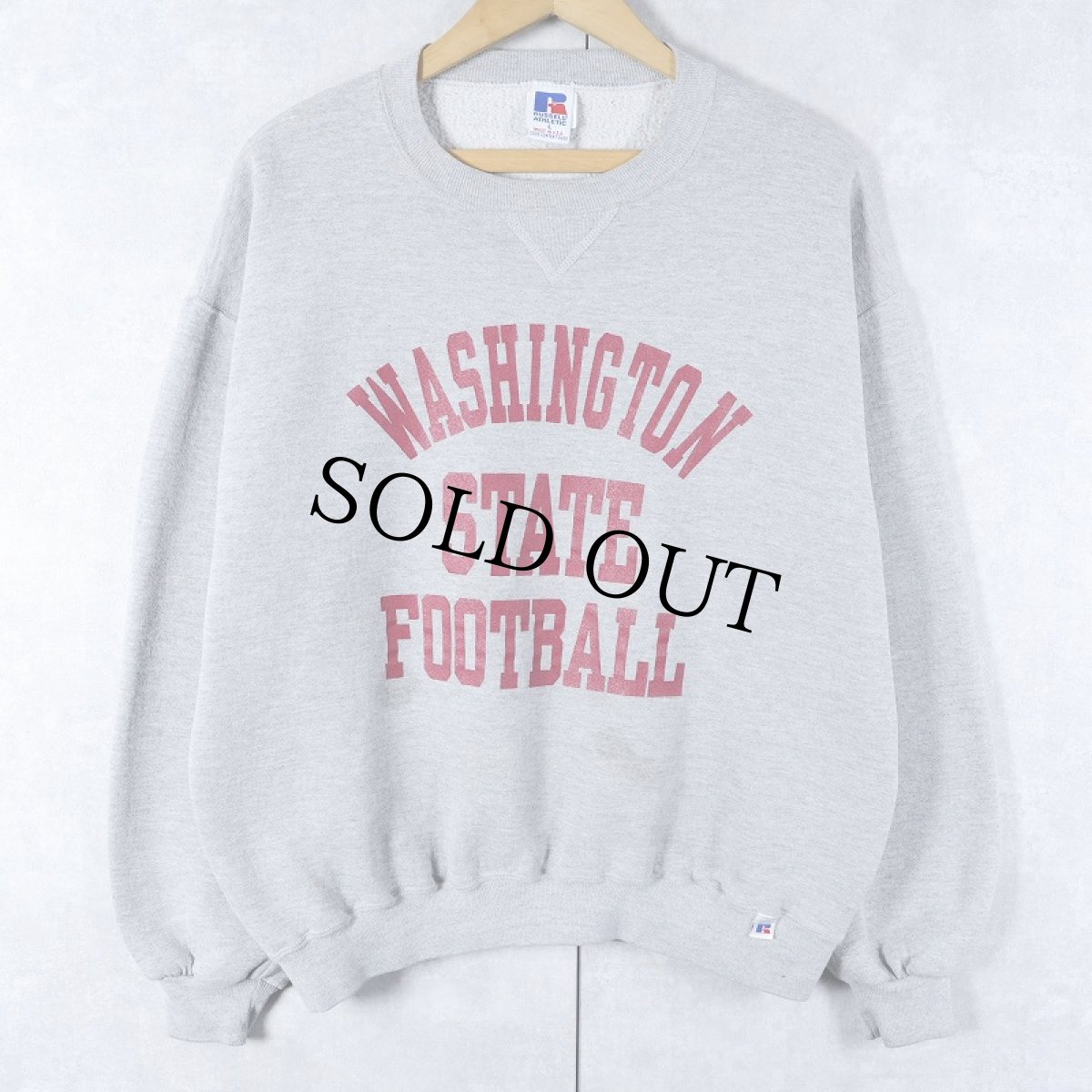 画像1: 90's〜 RUSSELL ATHLETIC USA製 "WASHINGTON STATE FOOTBALL" 前V プリントスウェット L (1)