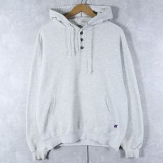 画像1: 90's〜 RUSSELL ATHLETIC USA製 "HIGH COTTON" ヘンリーネック スウェットフーディ L (1)