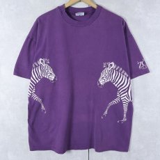 画像1: 90's THE ZOO GULF BREEZE FLORIDA USA製 シマウマ 巻きプリントTシャツ XL (1)