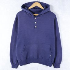 画像1: 90's〜 RUSSELL ATHLETIC USA製 ヘンリーネック スウェットフーディ NAVY M (1)