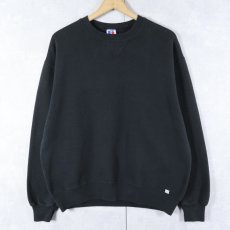画像1: 90's RUSSELL ATHLETIC USA製 前V 無地スウェット BLACK L (1)