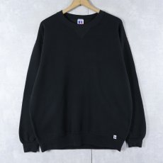 画像1: 90's RUSSELL ATHLETIC USA製 前V 無地スウェット BLACK XL (1)