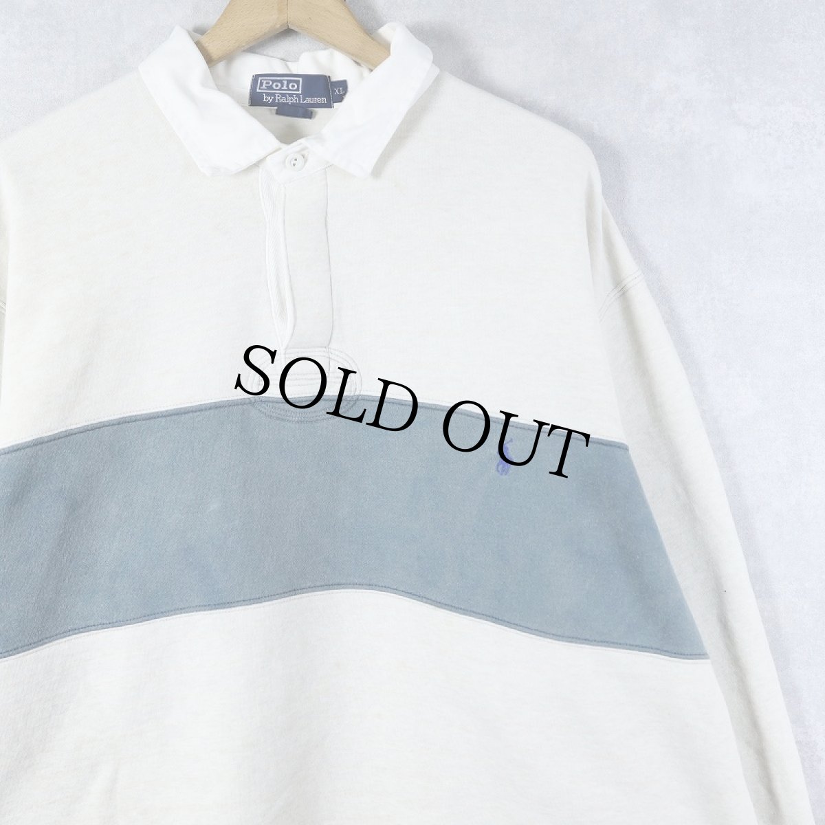 画像1: POLO Ralph Lauren ボーダー柄 ラガーシャツ XL (1)