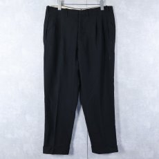 画像1: 〜50's 柄織 2タック ウールスラックス BLACK W35 (1)