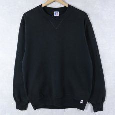 画像1: 90's RUSSELL ATHLETIC USA製 前V 無地スウェット BLACK M (1)