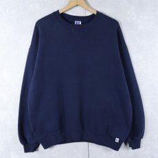 画像1: 90's RUSSELL ATHLETIC USA製 前V 無地スウェット NAVY L (1)