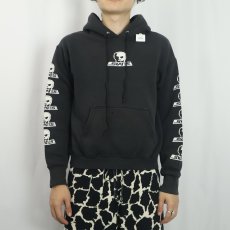 画像2: 90's〜 SKULL SKATES ロゴプリント スウェットフーディ BLACK M (2)