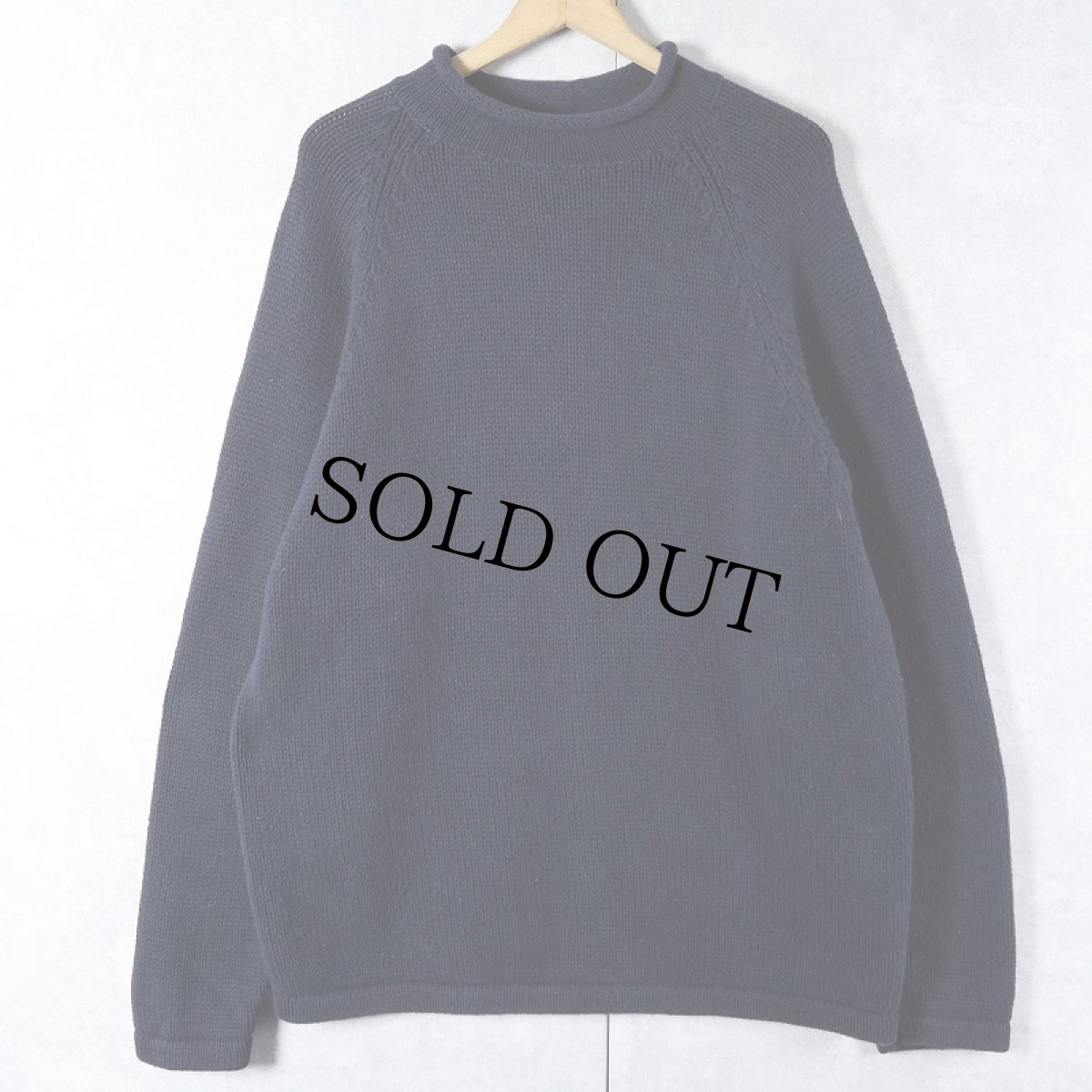 画像1: J.CREW ロールネック コットンニットセーター NAVY L (1)