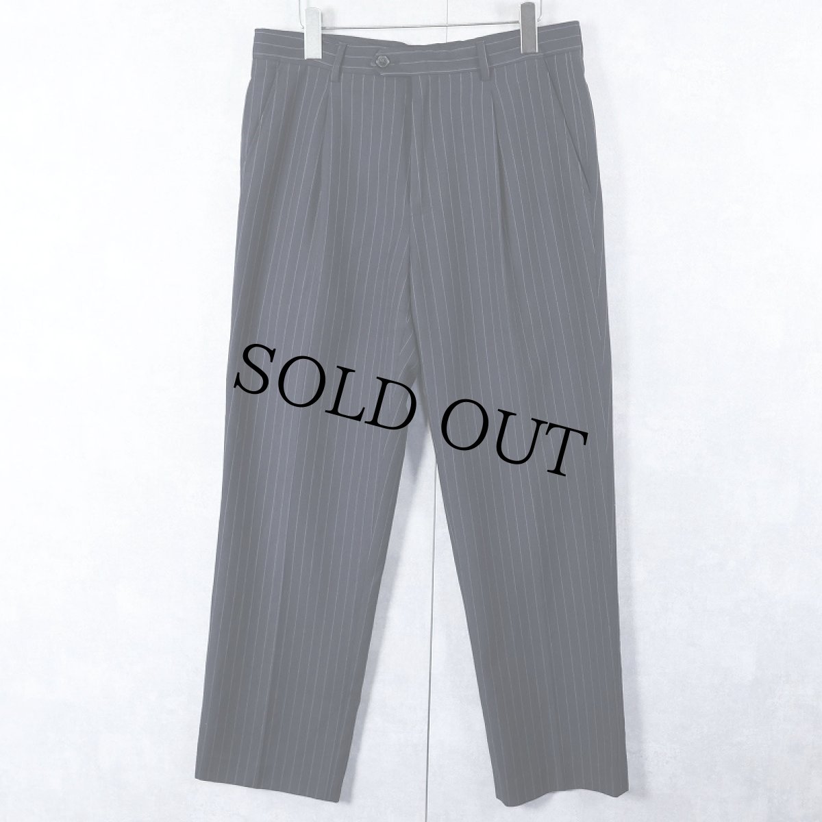 画像1: ARMANI ピンストライプ柄 2タック ウールスラックス W32 (1)