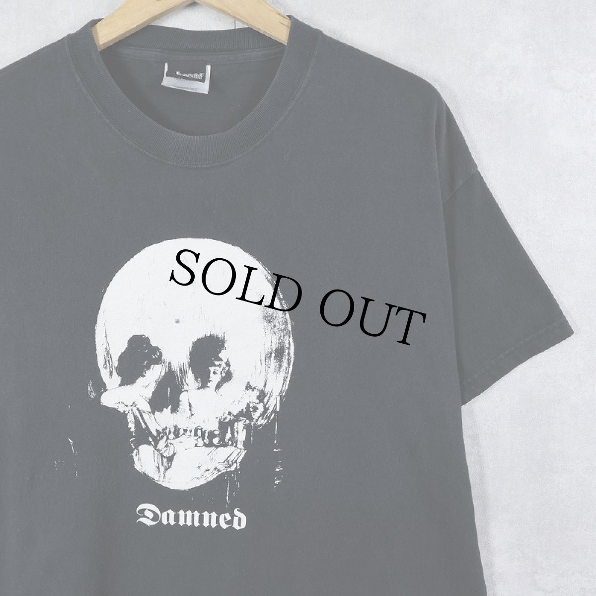 画像1: 90's〜 THE DAMNED パンクロックバンド スカル騙し絵プリントTシャツ BLACK L (1)