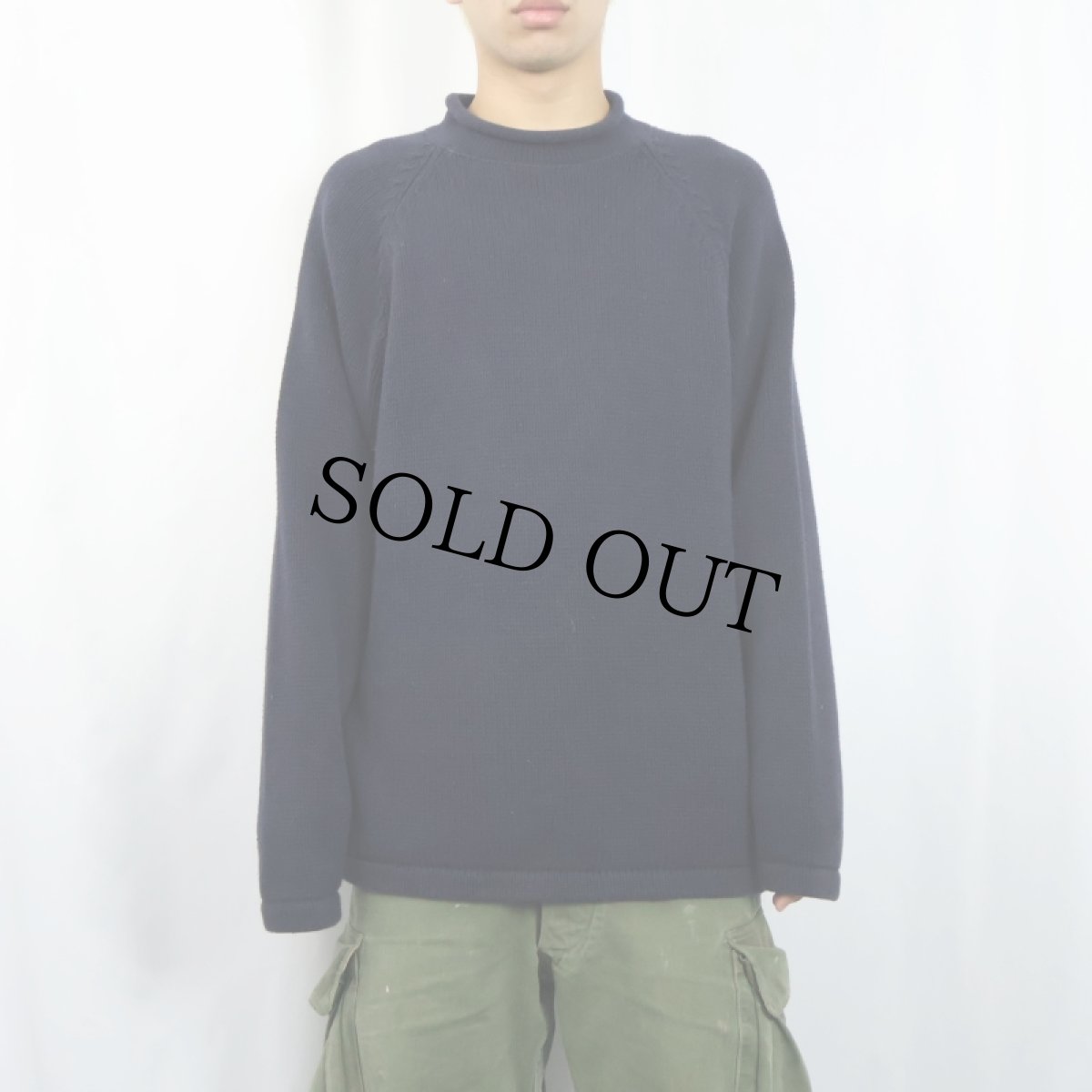 画像2: J.CREW ロールネック コットンニットセーター NAVY L (2)