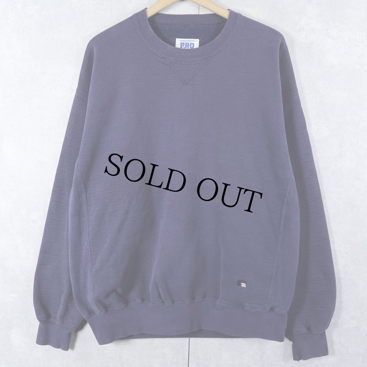 画像1: 90's RUSSELL ATHLETIC USA製 "PRO COTTON" 無地 前Vスウェット NAVY L (1)