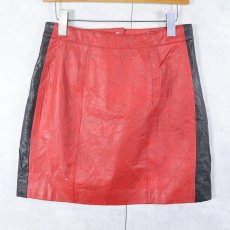 画像1: 80〜90's CHIA サイドライン レザースカート SIZE6 (1)