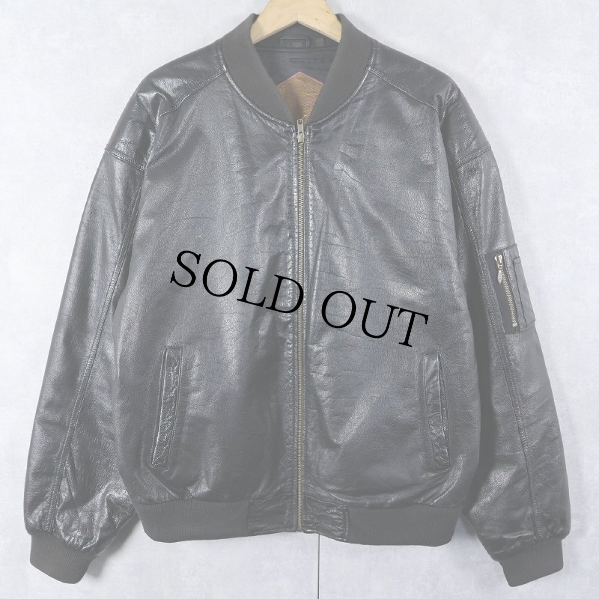 画像1: 90's〜 WEEKENDS "MA-1 TYPE" レザージャケット BLACK M (1)