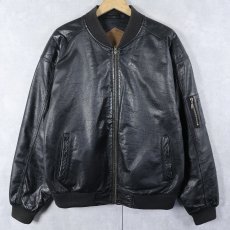画像1: 90's〜 WEEKENDS "MA-1 TYPE" レザージャケット BLACK M (1)