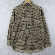画像1: PENDLETON 総柄 コーデュロイボタンダウンシャツ M (1)