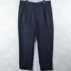 画像1: Brooks Brothers 2タック リネンパンツ NAVY W38 (1)