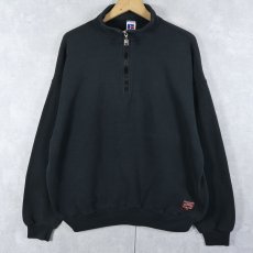 画像1: 90's RUSSELL ATHLETIC USA製 無地ハーフジップスウェット BLACK XL (1)