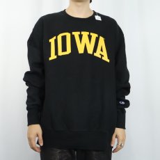 画像2: Champion REVERSE WEAVE "IOWA" プリントスウェット BLACK (2)