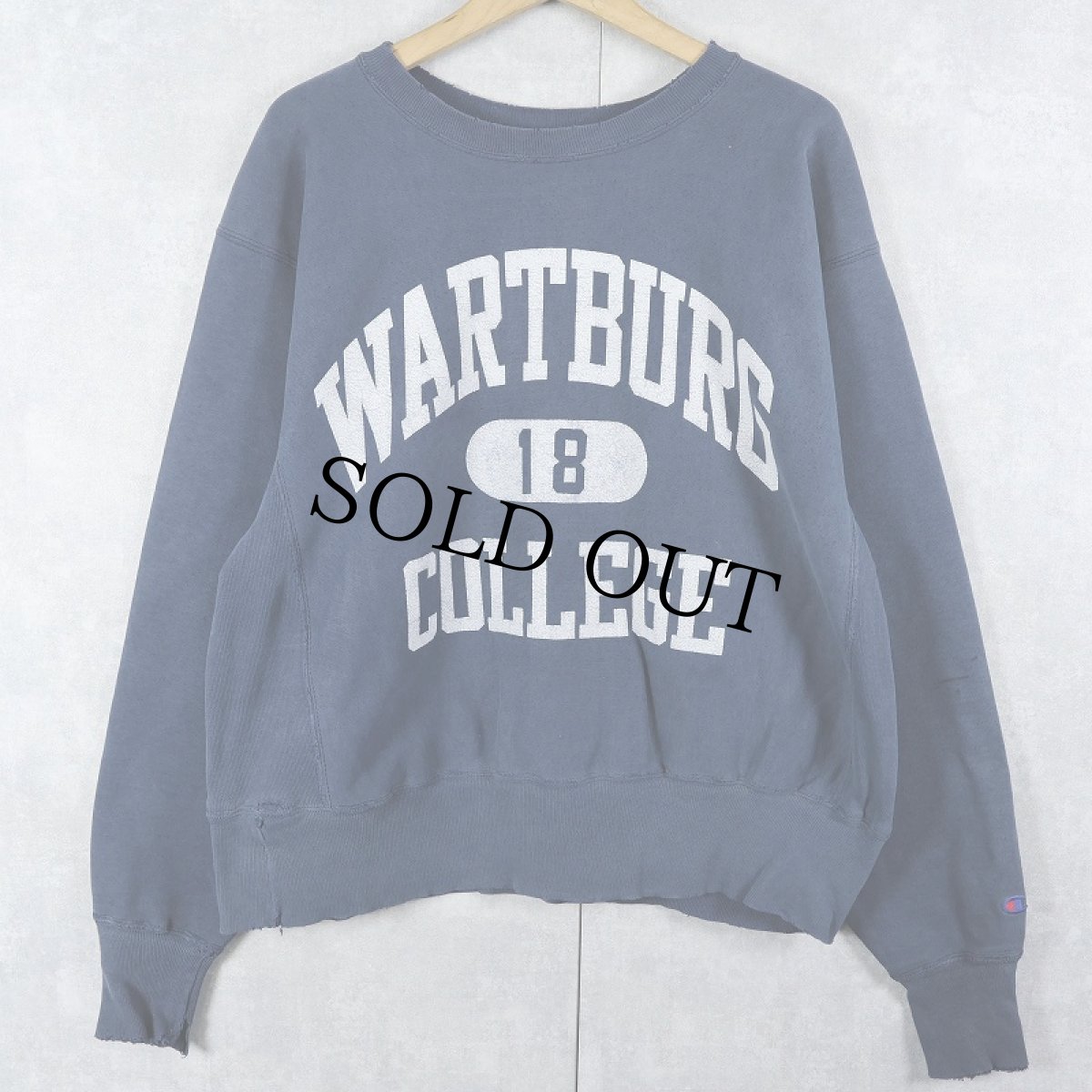 画像1: 90's Champipon 青刺繍タグ 後期 "WARTBURG COLLEGE" プリントスウェット NAVY L (1)