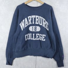 画像1: 90's Champipon 青刺繍タグ 後期 "WARTBURG COLLEGE" プリントスウェット NAVY L (1)