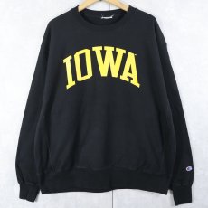 画像1: Champion REVERSE WEAVE "IOWA" プリントスウェット BLACK (1)